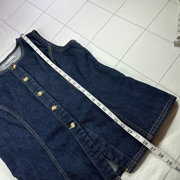 Abercrombie & Fitch Denim Vest Womens Large Blue Dark Wash Button Tie Back New - Picture 11 of 11